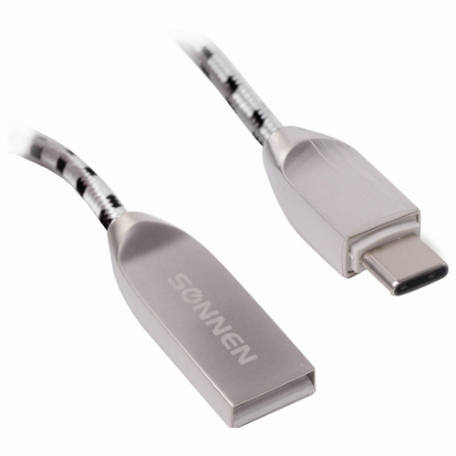 Кабель SONNEN Premium, USB 2.0-Type-C, 1 м, медь, передача данных и быстрая зарядка фото 2