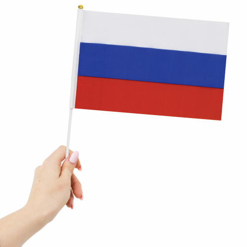 Флаг России BRAUBERG, ручной, 20х30 см, без герба, с флагштоком фото 9