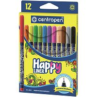 Ручки капиллярные (линеры) CENTROPEN "Happy Liner", 12 цв., линия письма 0,3 мм