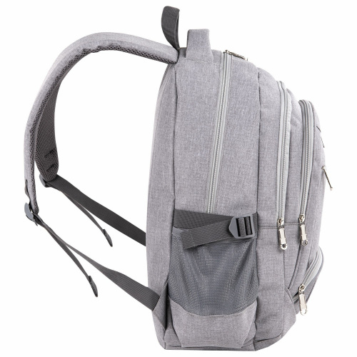 Рюкзак BRAUBERG, 46х31х18 см, универсальный, 3 отделения, светло-серый фото 5