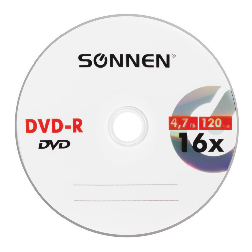 Диск DVD-R SONNEN, 4,7 Gb, 16x, Slim Case фото 3