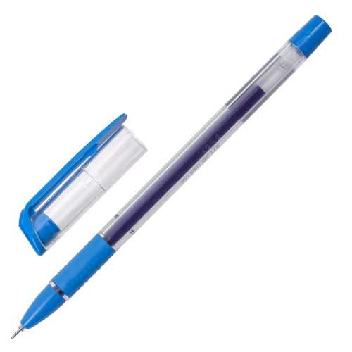 Ручка гелевая с грипом STAFF "College", корпус прозрачный, линия письма 0,3 мм, синяя фото 3