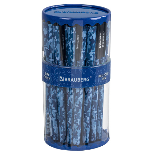 Ручка шариковая BRAUBERG SOFT TOUCH GRIP "MILITARY", узел 0,7 мм, синяя фото 4