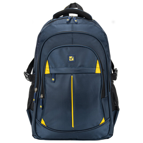Рюкзак BRAUBERG TITANIUM, 45х28х18см, универсальный, синий, желтые вставки фото 2