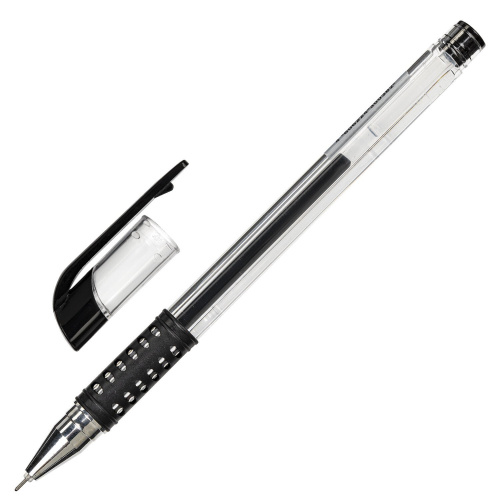Ручка гелевая с грипом STAFF Basic Needle, линия письма 0,35 мм, черная