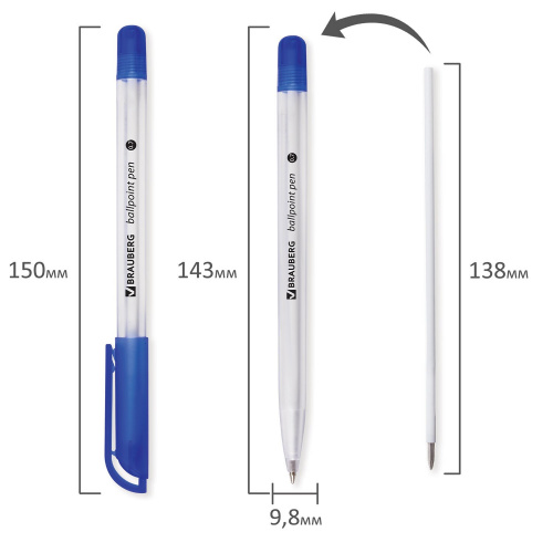 Ручка шариковая масляная BRAUBERG "Olive Pen", корпус прозрачный, 0,7 мм, линия 0,35 мм, синяя фото 8
