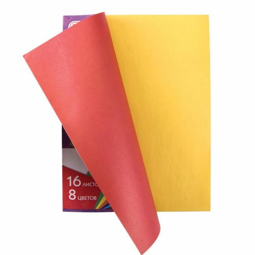Цветная бумага ПИФАГОР "Праздник", А4, 2-сторонняя газетная, 16 л., 8 цв., на скобе, 200х280 мм фото 3