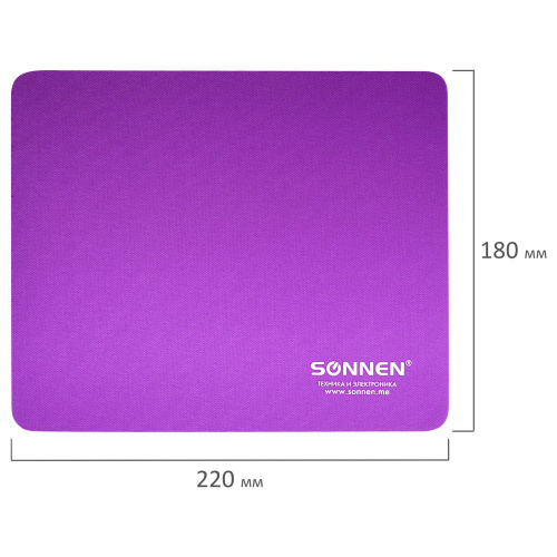 Коврик для мыши SONNEN "PURPLE", 220х180х3 мм, резина, ткань фото 7