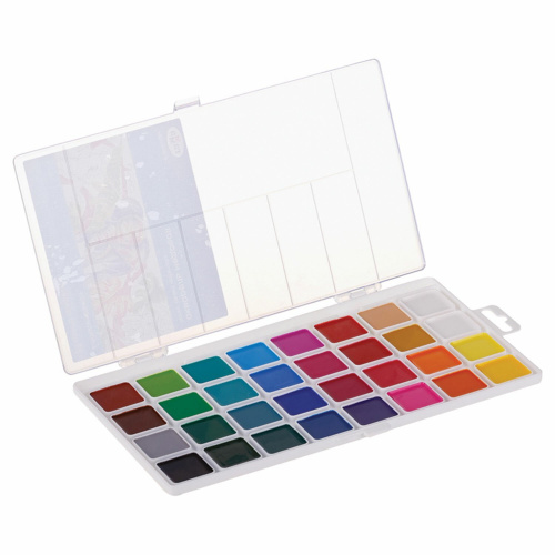 Краски акварельные ГАММА "Классическая", 32 цвета, медовая, без кисти, пластиковая коробка фото 2