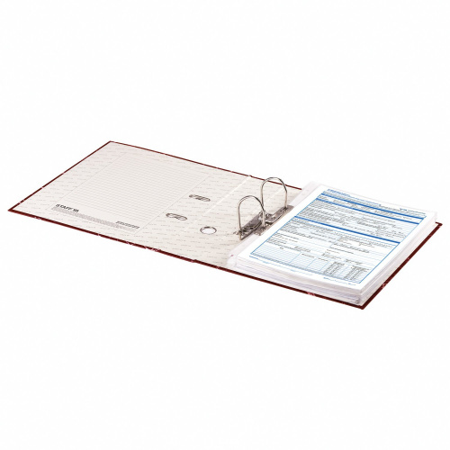 Папка-регистратор STAFF, с мраморным покрытием, 70 мм, без уголка, красная фото 6