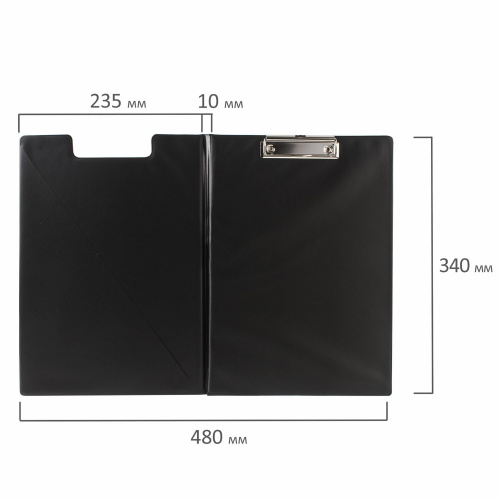 Папка-планшет BRAUBERG, А4, с прижимом и крышкой, картон/ПВХ, черная фото 4