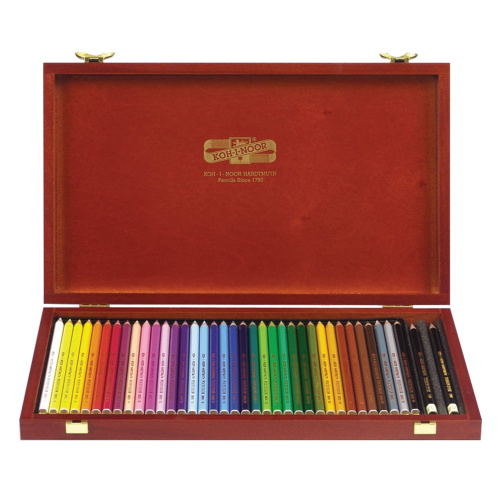 Карандаши цветные KOH-I-NOOR "Polycolor", 36 цв, грифель 3,8 мм, заточенные, деревянный ящик