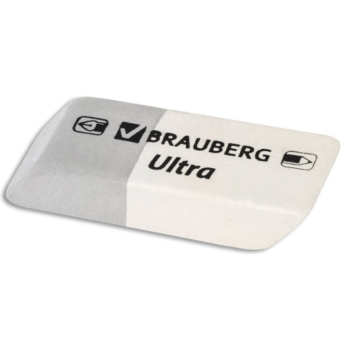 Ластик BRAUBERG "Ultra", 41х14х8 мм, серо-белый, натуральный каучук фото 2