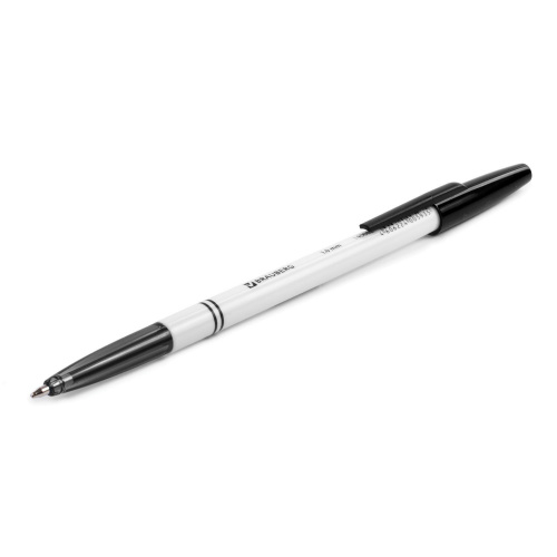 Ручка шариковая BRAUBERG "Офисная", корпус белый, линия письма 0,5 мм, черная фото 4