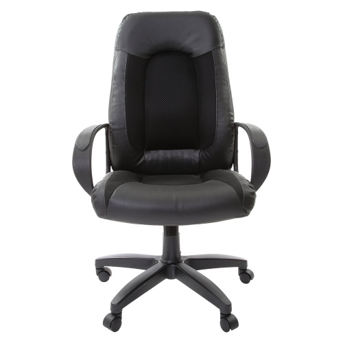Кресло офисное BRABIX "Strike EX-525", экокожа черная, ткань черная фото 3