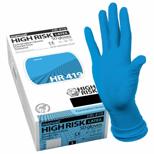 Перчатки латексные смотровые MANUAL HIGH RISK HR419 Австрия 25 пар (50 шт.), размер S (малый)
