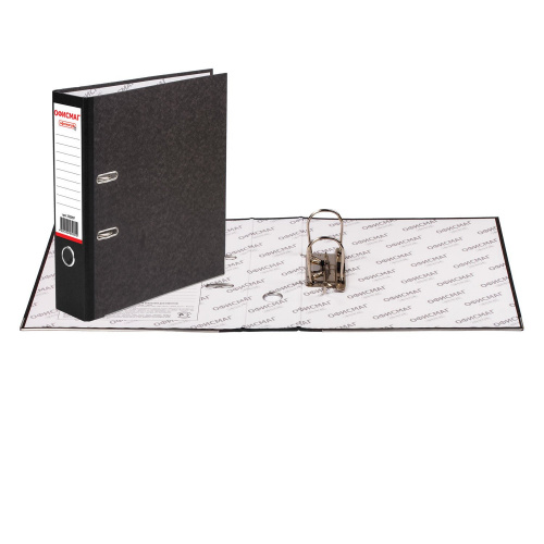 Папка-регистратор ОФИСМАГ, фактура стандарт, с мраморным покрытием, 75 мм, черный корешок фото 2
