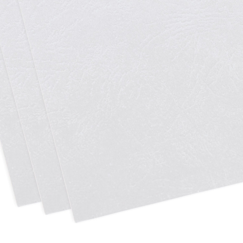 Обложки картонные для переплета ОФИСМАГ, А4, 100 шт., тиснение под кожу, 230 г/м2, белые фото 5