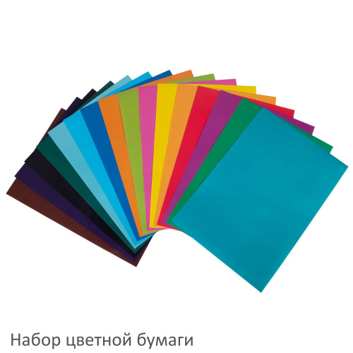 Набор картона и бумаги BRAUBERG, А4 мелованные (картон 16 л. 8 цветов, бумага 16 л. 16 цветов) фото 7