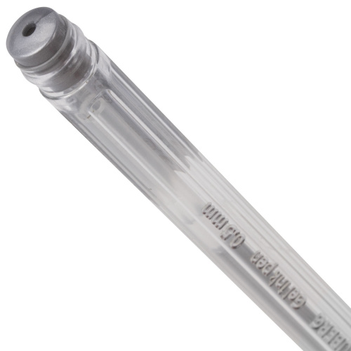 Ручка гелевая BRAUBERG "Jet", корпус прозрачный, узел 0,5 мм, линия письма 0,35 мм, серебристая фото 7