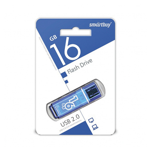 Флеш-диск SMARTBUY Glossy, 16 GB, USB 2.0, синий фото 2