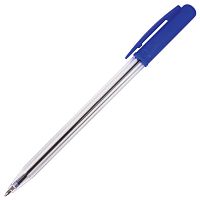 Ручка шариковая автоматическая STAFF "Basic", корпус прозрачный, линия письма 0,4 мм, синяя