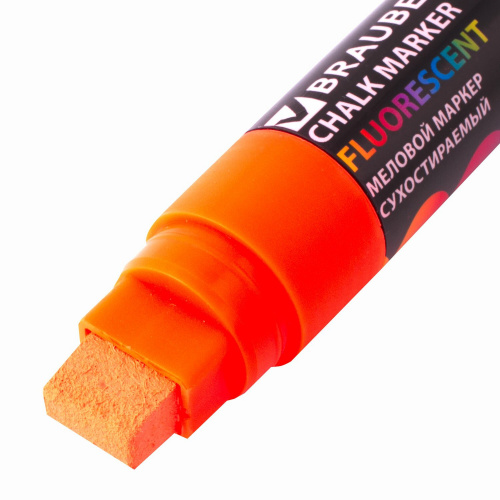 Маркер меловой BRAUBERG "POP-ART", 15 мм, сухостираемый, для гладких поверхностей, оранжевый фото 3