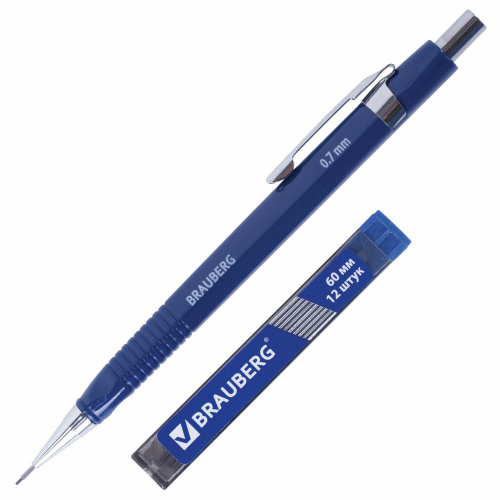 Набор BRAUBERG: механический карандаш, трёхгранный синий корпус, 12 штук, блистер фото 4