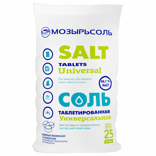 Соль таблетированная универсальная 25 кг МОЗЫРЬСОЛЬ фото 2