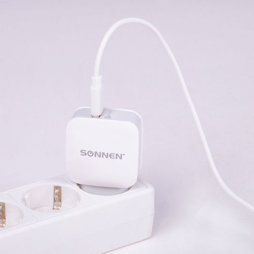 Быстрое зарядное устройство сетевое SONNEN, порт USB, QC 3.0, выходной ток 3А, белое фото 2