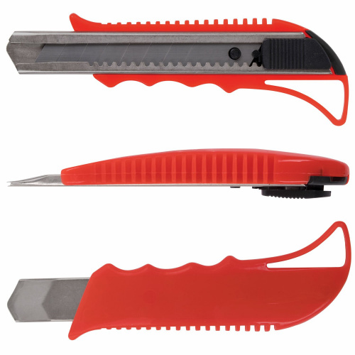 Нож канцелярский STAFF "Profit", 18 мм, усиленный, металлические направляющие, автофиксатор фото 3