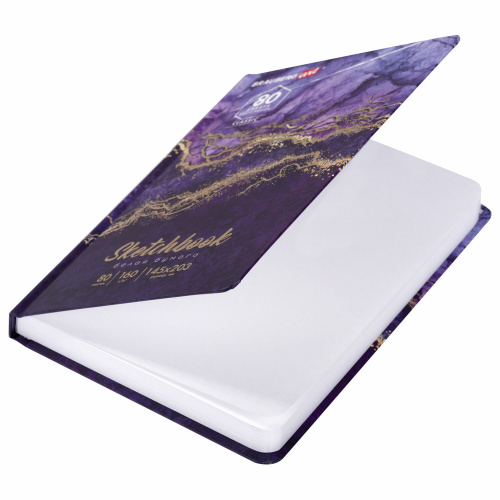 Скетчбук BRAUBERG ART CLASSIC "Мрамор", белая бумага, 145х203 мм, 80 л., твердая обложка фото 5