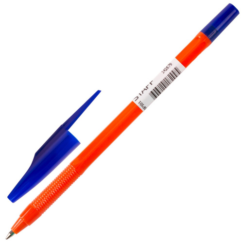 Ручка шариковая масляная STAFF "Flare", корпус оранжевый, линия письма 0,7 мм, синяя фото 2