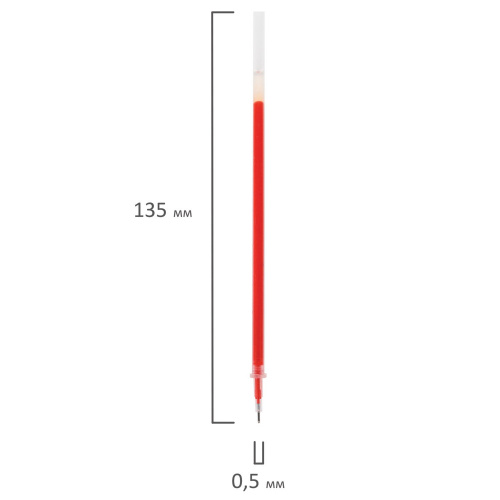 Стержень гелевый STAFF "Basic", 135 мм, игольчатый узел 0,5 мм, линия письма 0,35 мм, красный фото 5