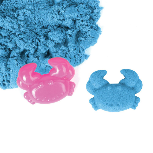 Песок для лепки кинетический, ЮНЛАНДИЯ, 500 г, 2 формочки, ведерко, синий фото 4