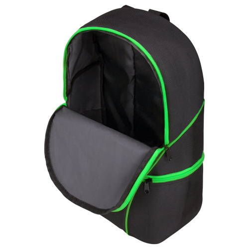 Рюкзак STAFF TRIP, 40x27x15,5 см, универсальный, 2 кармана, черный с салатовыми деталями фото 3