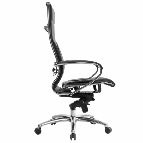 Кресло офисное МЕТТА "SAMURAI" Lux, рецик. кожа, регулируемое сиденье, черное фото 5