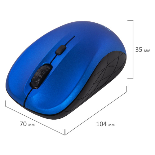 Мышь беспроводная SONNEN V-111, USB, 800/1200/1600 dpi, 4 кнопки, оптическая, синяя фото 7