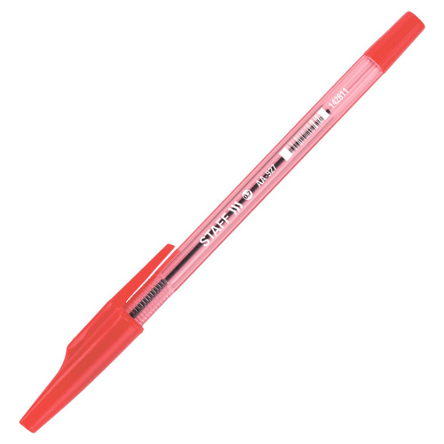 Ручка шариковая STAFF AA-927, красная, корпус тонированный, хромированные детали, линия 0,35 мм фото 3
