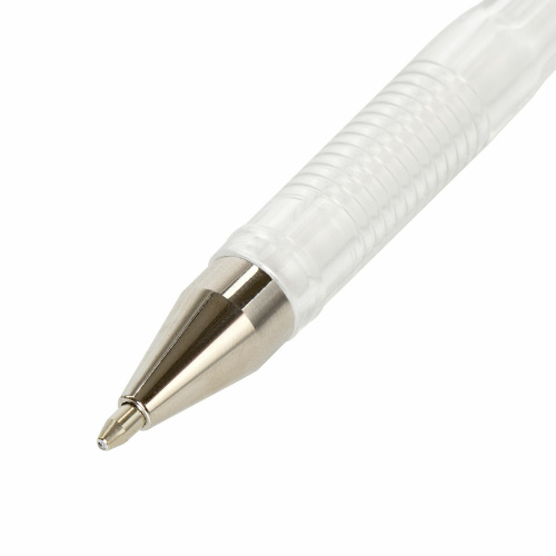 Ручка гелевая BRAUBERG "White Pastel", корпус прозрачный, линия письма 0,5 мм, белая фото 7
