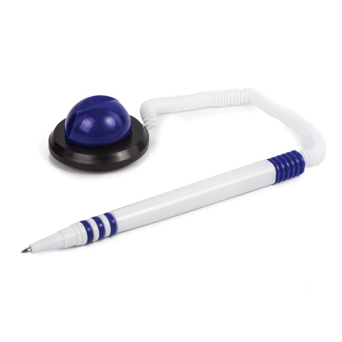 Ручка шариковая настольная BRAUBERG "Стенд-Пен", корпус белый/синий, линия письма 0,5 мм, синяя фото 2
