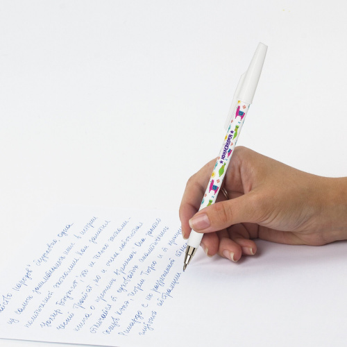 Ручка шариковая ЮНЛАНДИЯ "LAMA", синяя, линия письма 0,35 мм фото 4