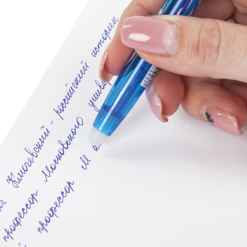 Ручка стираемая гелевая BRAUBERG, линия 0,35 мм, синяя фото 3