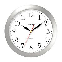 Часы настенные TROYKA, круг, 29х29х3,5 см, белые, серебристая рамка