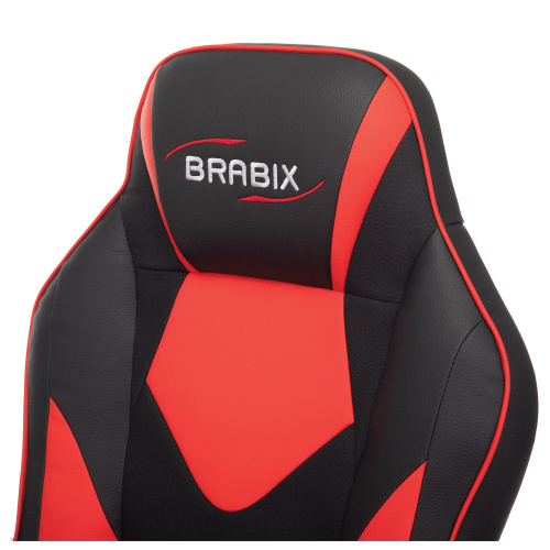 Кресло компьютерное BRABIX "Game GM-017", экокожа/ткань, черное/красное фото 9