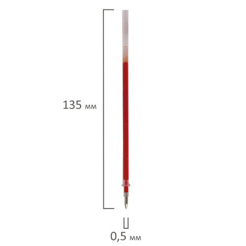 Стержень гелевый STAFF "Basic", 135 мм, узел 0,5 мм, линия письма 0,35 мм, красный фото 3