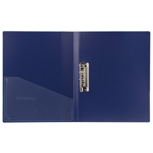 Папка BRAUBERG "Contract", с боков металлич прижимом и внутрен карманом , до 100 л., 0,7 мм, синяя фото 3