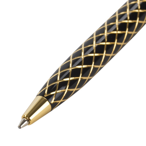 Ручка подарочная шариковая GALANT "Klondike", корпус черный с золотистым, синяя фото 8