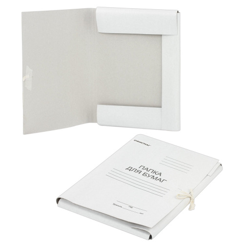 Папка для бумаг с завязками картонная ОФИСМАГ, гарантированная плотность 220 г/м2, до 200 л. фото 5