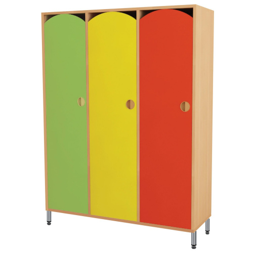 Шкаф для одежды детский NO NAME, 3 отделения, 1080х340х1340 мм, бук бавария/цветной фасад фото 2